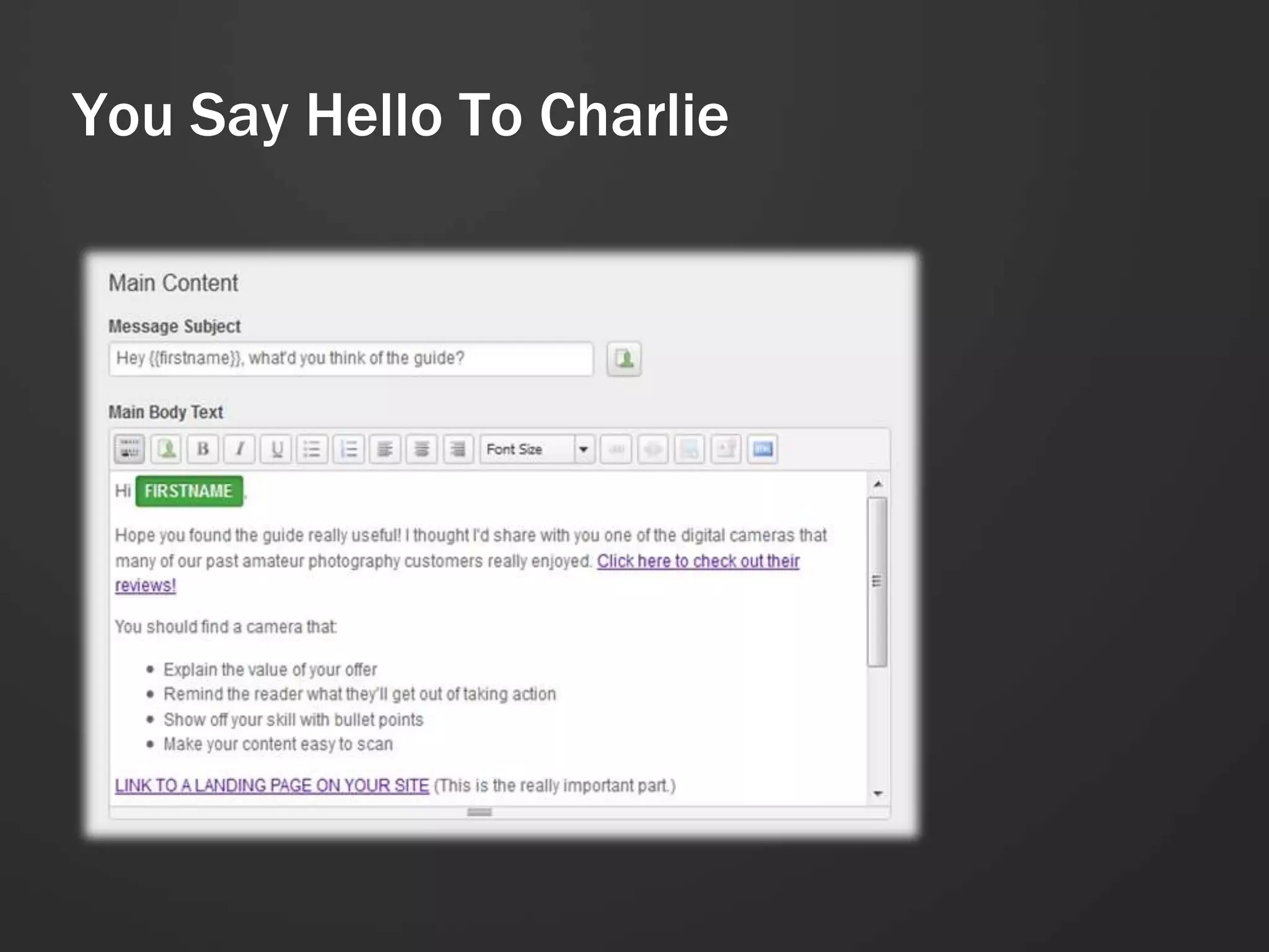 You Say Hello To Charlie
 