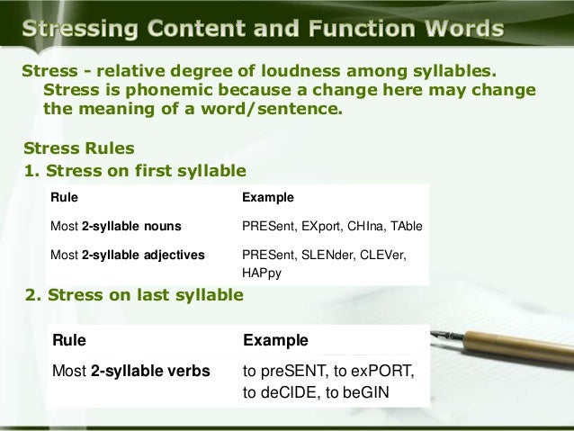 content function words and stressing words