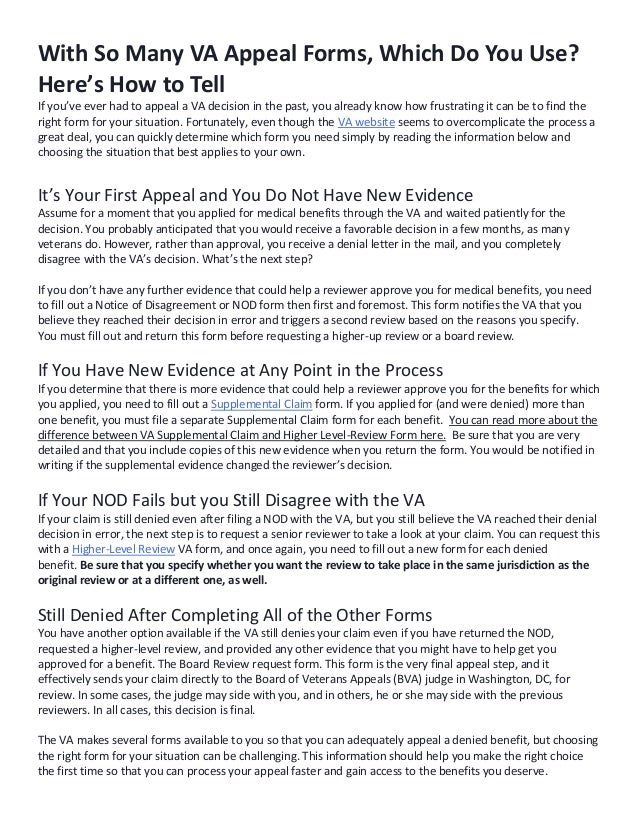 With So Many VA Appeal Forms, Which Do You Use? Here's How to Tell