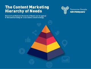 The Content Marketing 
Hierarchy of Needs 
Discover how Maslow’s Hierarchy of Needs can be applied 
to inbound marketing for a successful content strategy. 
 