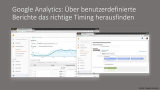 Google Analytics: Über benutzerdefinierte
Berichte das richtige Timing herausfinden
Quelle: Google Analytics
 