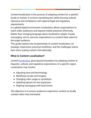 Comprehensive Guide to Content Localization for Global Markets | PDF
