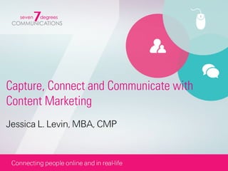 Capture, Connect and Communicate with
Content Marketing
Jessica L. Levin, MBA, CMP
 