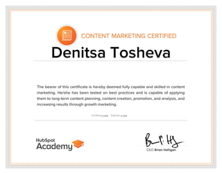Content Marketing Certificate - HubSpot Academy