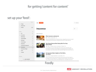 © 2017, Agency Revolution, All Rights Reserved
for getting‘content for content’
Feedly
set up your‘feed’:
 