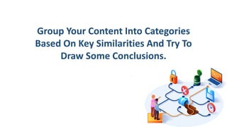 Group Your Content Into Categories
Based On Key Similarities And Try To
Draw Some Conclusions.
 