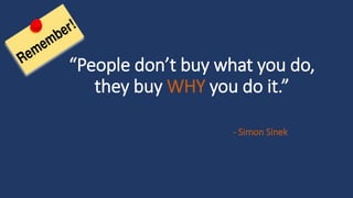 “People don’t buy what you do,
they buy WHY you do it.”
- Simon Sinek
 