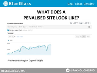 BLUEGLASS.CO.UK
WHAT DOES A
PENALISED SITE LOOK LIKE?
Pre Panda & Penguin Organic Traffic
 