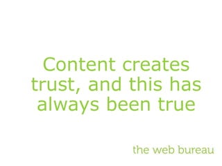 Content creates
trust, and this has
always been true
 