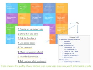 Vs
If you improve the quality of your content in as many ways as you can you’ll get amazing results
 