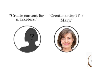 “Create content for 
“Create content for 
marketers.” 
Mary.” 
? 
@ 