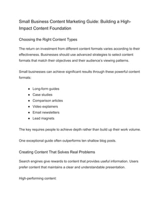 Content Marketing for Small Business: Advanced Growth Guide | DOCX