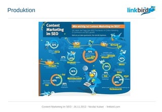 Produktion
Content Marketing im SEO - 26.11.2013 - Nicolai Kuban - linkbird.com
 