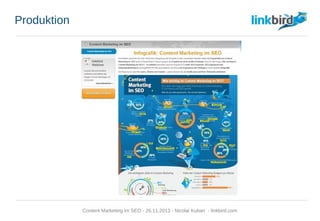 Produktion
Content Marketing im SEO - 26.11.2013 - Nicolai Kuban - linkbird.com
 