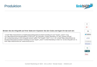 Produktion
Content Marketing im SEO - 26.11.2013 - Nicolai Kuban - linkbird.com
 