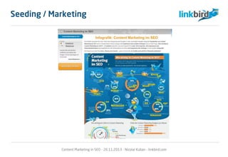 Content Marketing in SEO - 26.11.2013 - Nicolai Kuban - linkbird.com
Seeding / Marketing
 