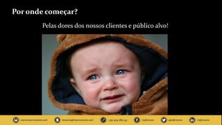Por onde começar?
Pelas dores dos nossos clientes e público alvo!
 