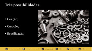 Três possibilidades
• Criação;
• Curação;
• Reutilização.
 