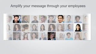 Company
Updates
Employee
Shares
Employee ‘Long-
Form’ Posts
Employee push
company posts to
their networks
Company promotes...