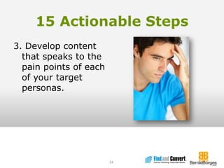 15 Actionable Steps3. Develop content that speaks to the pain points of each of your target personas.24