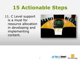 15 Actionable Steps11. C Level support is a must for resource allocation in developing and implementing content.32