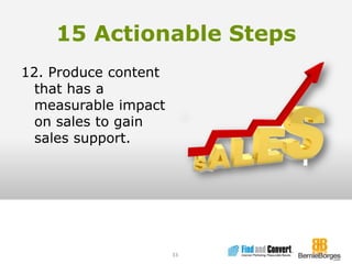 15 Actionable Steps12. Produce content that has a measurable impact on sales to gain sales support.33