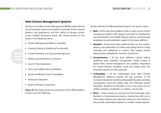 22CONTENT MARKETING: SOLUTION STUDYTHE CONTENT MARKETING SOLUTIONS LANDSCAPE
Web Content Management Systems
Vendors in the...