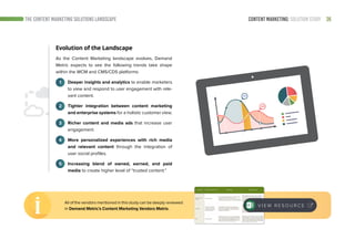 26THE CONTENT MARKETING SOLUTIONS LANDSCAPE
Evolution of the Landscape
As the Content Marketing landscape evolves, Demand
...