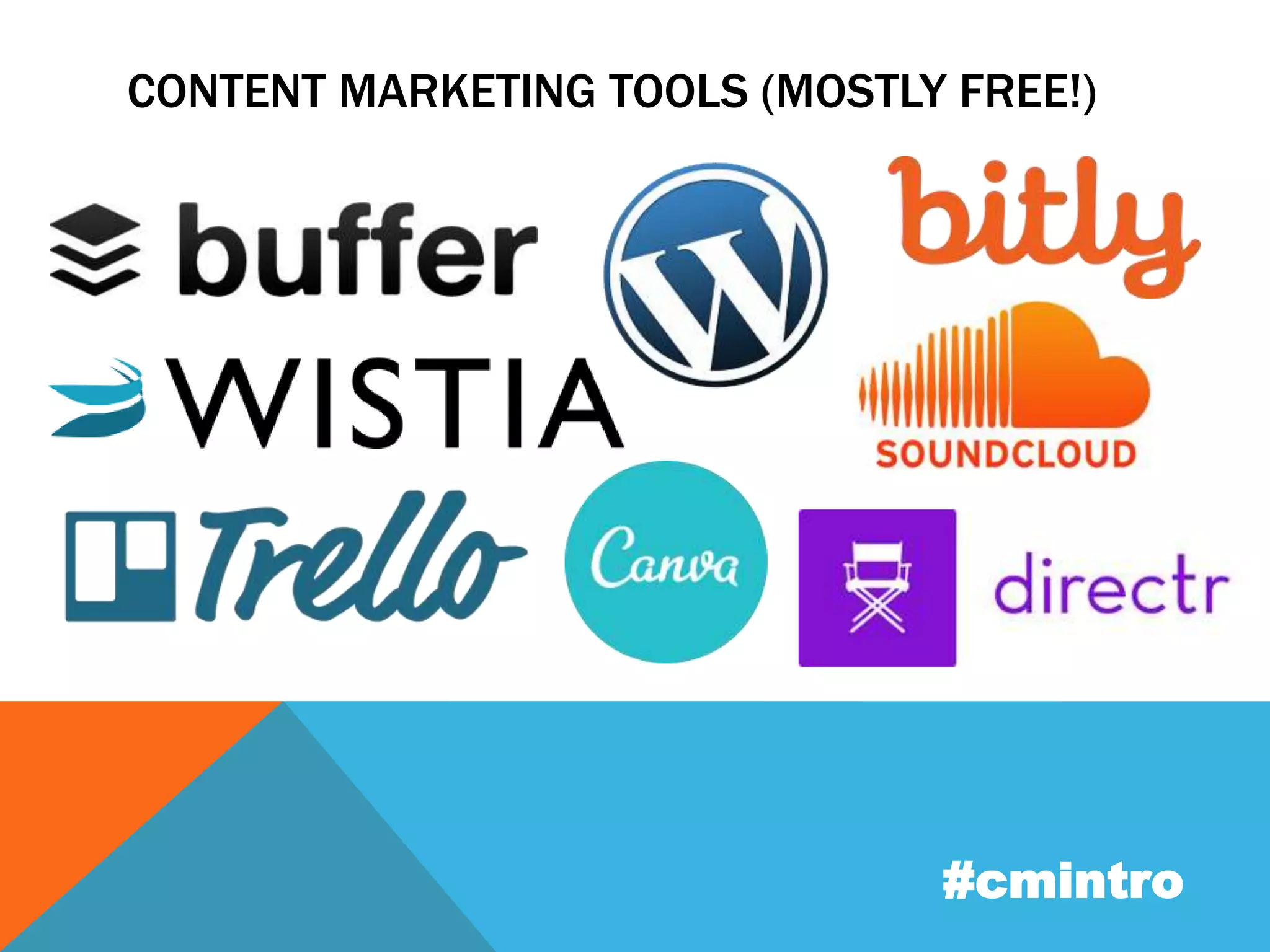 CONTENT MARKETING TOOLS (MOSTLY FREE!) 
#cmintro 
 