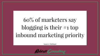 60% of marketers say
blogging is their #1 top
inbound marketing priority
Source: HubSpot
 