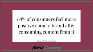 68% of consumers feel more
positive about a brand after
consuming content from it
Source: iMedia Connection
 