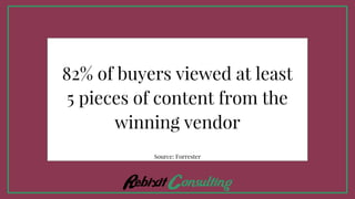 82% of buyers viewed at least
5 pieces of content from the
winning vendor
Source: Forrester
 