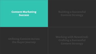 Content Marketing
Success
Building a Successful
Content Strategy
Working with NewsCred:
Crafting a Successful
Content Strategy
Utilizing Content Across
the Buyer Journey
 