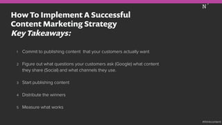 How To Implement A Successful
Content Marketing Strategy
Key Takeaways:
1  Commit to publishing content that your customer...