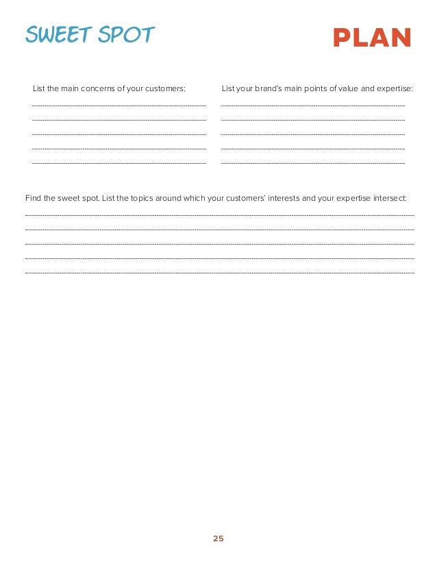 Worksheets Marketing Plan Worksheet how to build a content marketing strategy worksheets sweet spot plan list the main concerns of your customers brands points value and expertisefind spot