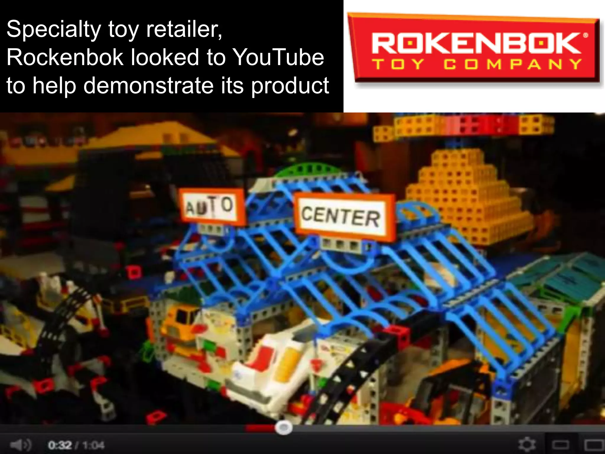 Specialty toy retailer,
Rockenbok looked to YouTube
to help demonstrate its product
 