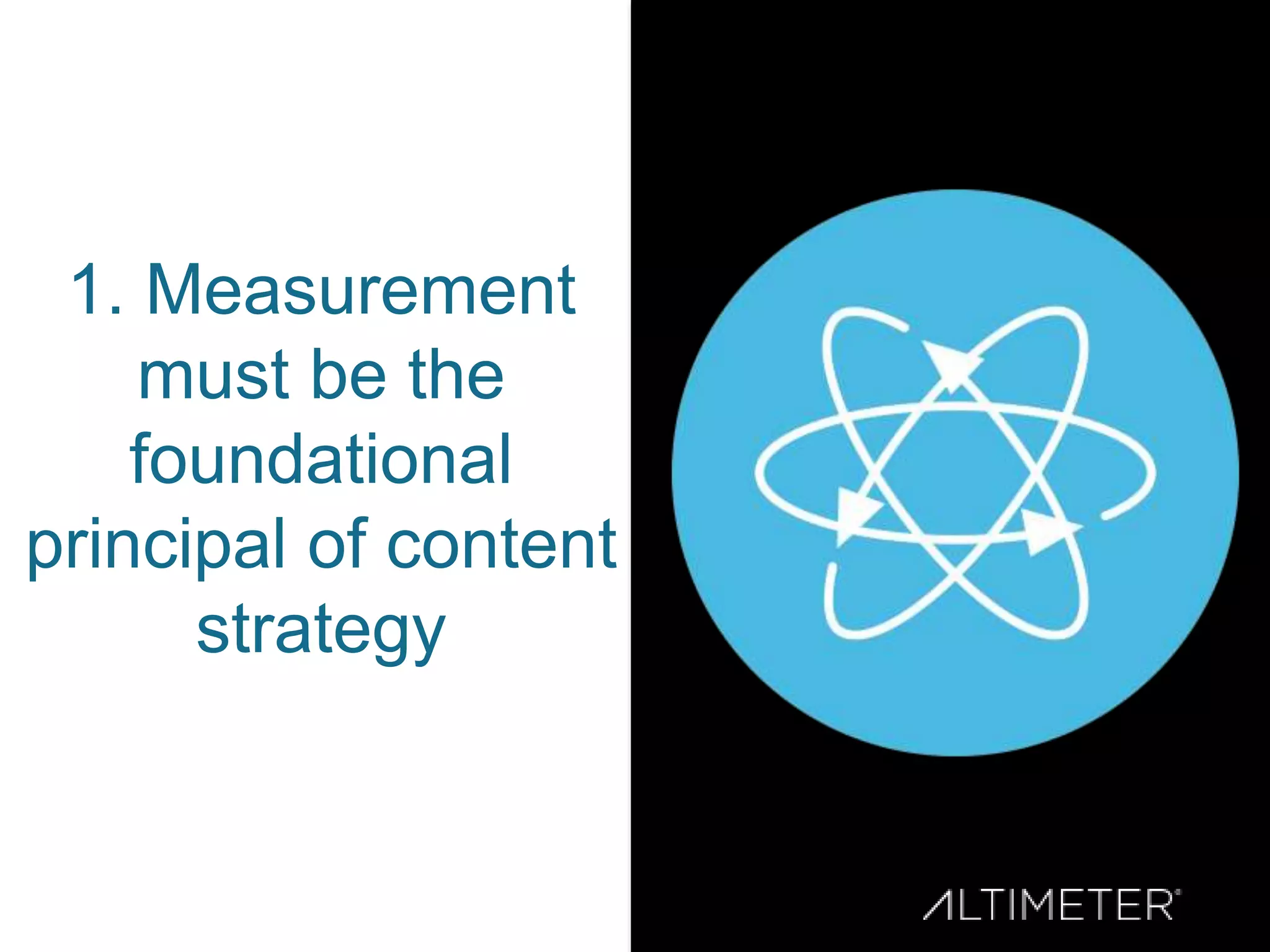 1. Measurement
must be the
foundational
principal of content
strategy
 