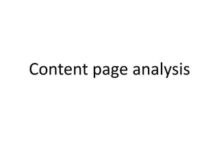 Content page analysis
 