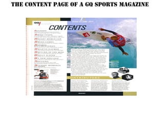The content page of a GQ sports magazine
 