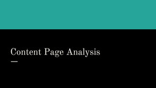 Content Page Analysis
 