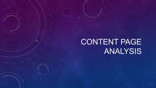 CONTENT PAGE
ANALYSIS

 