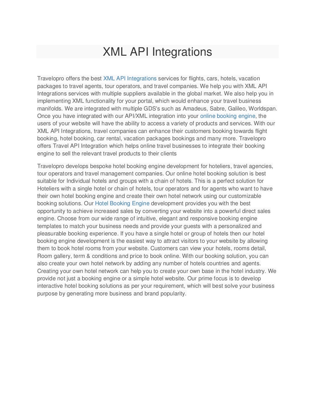 Travel API Integration Provider