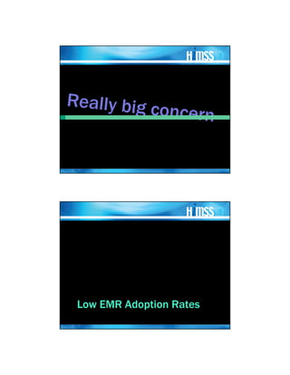 Really big c
               oncern




 Low EMR Adoption Rates
 