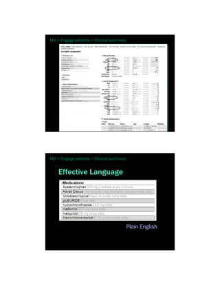 MU > Engage patients > Clinical summary




MU > Engage patients > Clinical summary


    Effective Language




                                          Plain English
 
