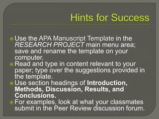 Content required in the research project paper | PPTX