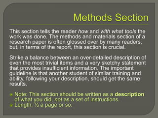 Content required in the research project paper | PPTX