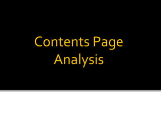 Contents Page Analysis 