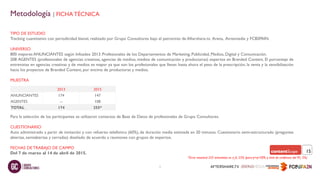 5
Metodología | FICHA TÉCNICA
TIPO DE ESTUDIO
Tracking cuantitativo con periodicidad bienal, realizado por Grupo Consultor...