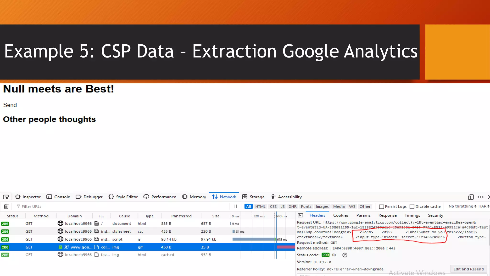 Example 5: CSP Data – Extraction Google Analytics
 