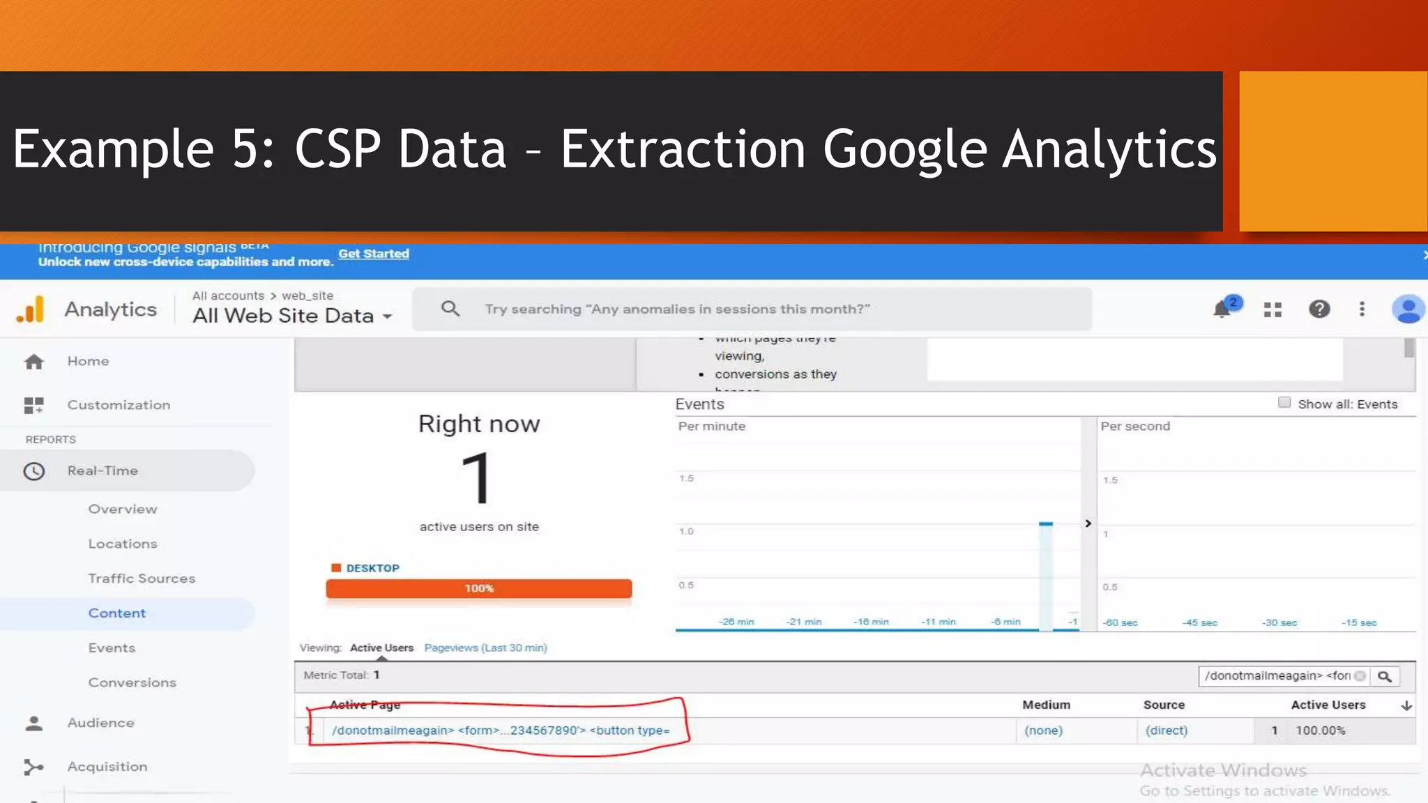 Example 5: CSP Data – Extraction Google Analytics
 